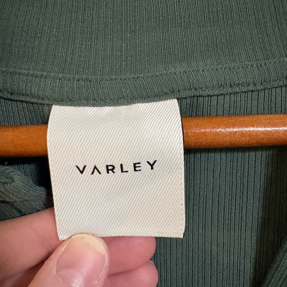 Varley Forest Green Button V-Neck Short Sleeve Top - Picture 5 of 10